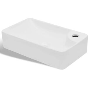 vidaXL Ceramic Bathroom Sink Basin with Faucet Hole White - Bathroom Sink vidaXL Ceramic Bathroom Sink Basin with Faucet Hole White - Bathroom Sink