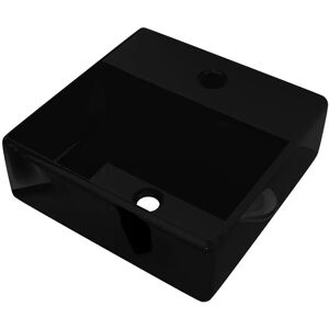 vidaXL Ceramic Bathroom Sink Basin with Faucet Hole Black Square - Bathroom Sink vidaXL Ceramic Bathroom Sink Basin with Faucet Hole Black Square - Bathroom Sink