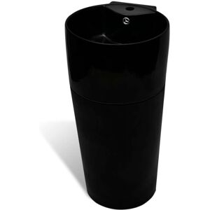 vidaXL Ceramic Stand Bathroom Sink Basin Faucet - Round Bath - Bathroom Sink vidaXL Ceramic Stand Bathroom Sink Basin Faucet - Round Bath - Bathroom Sink