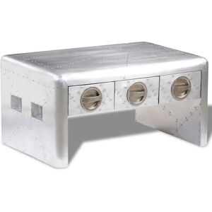 vidaXL Aviator Aluminium Coffee Table - 3 Drawers Vintage Aircraft Airman Stand vidaXL Aviator Aluminium Coffee Table - 3 Drawers Vintage Aircraft Airman Stand