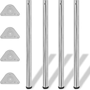 vidaXL 870mm Height Adjustable Chrome Table Legs - Table Type vidaXL 870mm Height Adjustable Chrome Table Legs - Table Type