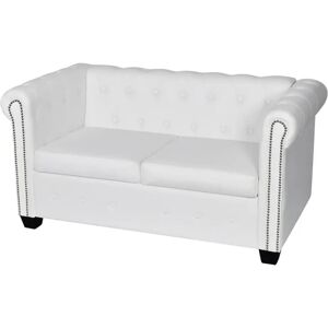 vidaXL Chesterfield Sofa Hvid 2-Personers Moderne Læder vidaXL Chesterfield Sofa Hvid 2-Personers Moderne Læder