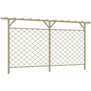 Maisonchic Clôture de jardin en bois vert avec pergola - Publicité Maisonchic Clôture de jardin en bois vert avec pergola - Publicité
