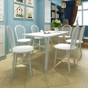 vidaXL Model: 6 White Solid Rubber Wood Dining Chairs vidaXL Model: 6 White Solid Rubber Wood Dining Chairs