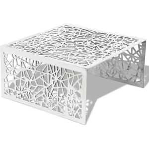 vidaXL Aluminium Coffee Side Table End Display Silver Geometric Openwork Design - Coffee Table vidaXL Aluminium Coffee Side Table End Display Silver Geometric Openwork Design - Coffee Table