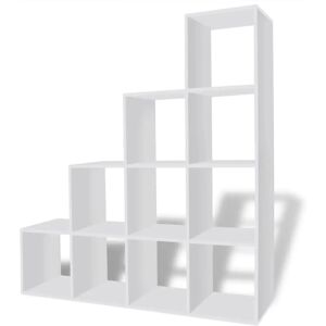 vidaXL Trappestige bokhylle 142cm hvit - Oppbevaringshylle vidaXL Trappestige bokhylle 142cm hvit - Oppbevaringshylle