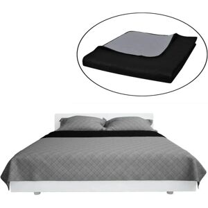 vidaXL Black/Grey Double-sided Quilted Bedspread - Bedspread vidaXL Black/Grey Double-sided Quilted Bedspread - Bedspread