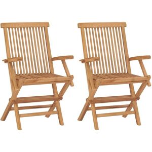 vidaXL Buitenstoel - Massief Teak Houten Opvouwbare Tuinstoelen vidaXL Buitenstoel - Massief Teak Houten Opvouwbare Tuinstoelen