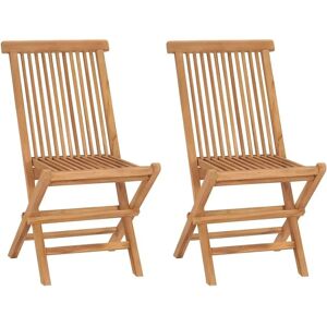 vidaXL Solid Teak Folding Garden Chairs - 2pcs vidaXL Solid Teak Folding Garden Chairs - 2pcs