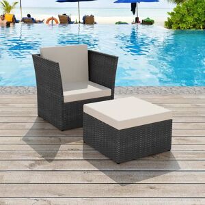 vidaXL Udendørs Stolestel-Set - Holdbart Rattan, Stål, Creme vidaXL Udendørs Stolestel-Set - Holdbart Rattan, Stål, Creme