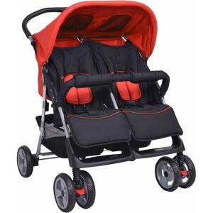 vidaXL Poussette Double en Acier Rouge et Noire - Poussette Double - Publicité vidaXL Poussette Double en Acier Rouge et Noire - Poussette Double - Publicité