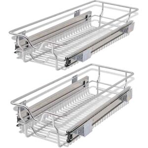 vidaXL Built-in Drawer Basket Pull-out 2 pcs Silver 300 mm - Kitchen Storage Baskets vidaXL Built-in Drawer Basket Pull-out 2 pcs Silver 300 mm - Kitchen Storage Baskets