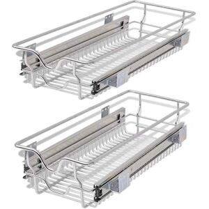 vidaXL Built-in Drawer Basket Pull-out 2 pcs Silver 300 mm - Kitchen Storage Baskets vidaXL Built-in Drawer Basket Pull-out 2 pcs Silver 300 mm - Kitchen Storage Baskets