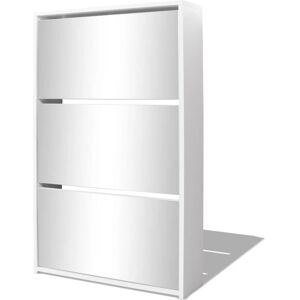 vidaXL Shoe Cabinet 3-Layer Mirror White - Shoe Storage Furniture vidaXL Shoe Cabinet 3-Layer Mirror White - Shoe Storage Furniture