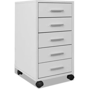 vidaXL White Office Drawer Unit - 5 Drawers on Wheels vidaXL White Office Drawer Unit - 5 Drawers on Wheels