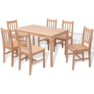 vidaXL 7 Piece Dining Set Pinewood - Dining Set vidaXL 7 Piece Dining Set Pinewood - Dining Set