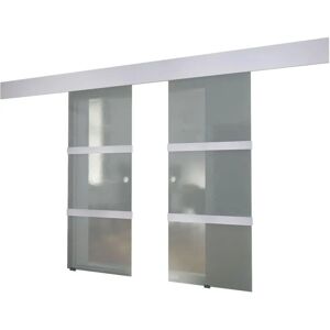 vidaXL Sistema de riel para puerta doble corredera de vidrio - Muebles modernos y ahorradores de espacio vidaXL Sistema de riel para puerta doble corredera de vidrio - Muebles modernos y ahorradores de espacio