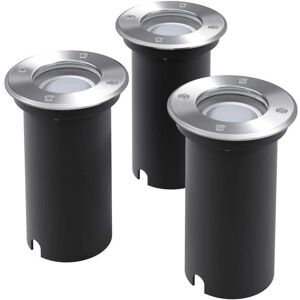 vidaXL Outdoor LED Ground Lights - 3 pcs, Round, Silver - Ground Lights vidaXL Outdoor LED Ground Lights - 3 pcs, Round, Silver - Ground Lights