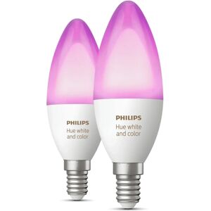 Philips Hue White and Colour Ambiance E14 Candle Bulbs 2 Pack - Smart Lighting Philips Hue White and Colour Ambiance E14 Candle Bulbs 2 Pack - Smart Lighting