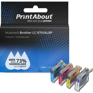 PrintAbout LC-970VALBP Druckerpatrone - 4 Farben - Mehrpack - Kompatibel mit Brother PrintAbout LC-970VALBP Druckerpatrone - 4 Farben - Mehrpack - Kompatibel mit Brother
