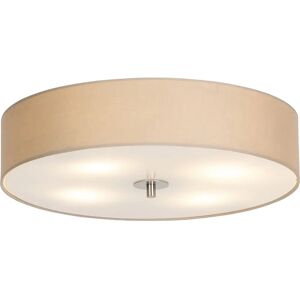 Qazqa Modern Rustic Beige 50cm Ceiling Light - Glass/Textile/Steel - Round - Suitable for LED Qazqa Modern Rustic Beige 50cm Ceiling Light - Glass/Textile/Steel - Round - Suitable for LED