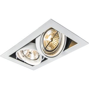 Qazqa - Adjustable White Recessed LED Spotlight - 2 Lights - Modern Steel - 50W Qazqa - Adjustable White Recessed LED Spotlight - 2 Lights - Modern Steel - 50W