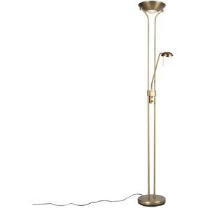 Qazqa Modern Bronze Floor Lamp with Reading Light & Dimmable - Diva 2 Qazqa Modern Bronze Floor Lamp with Reading Light & Dimmable - Diva 2