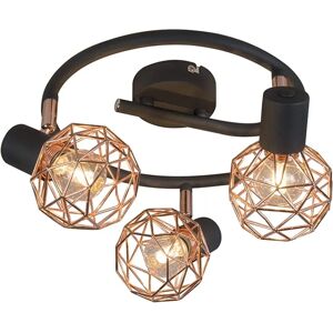 Qazqa Lámpara de Techo Moderna Negro/Cobre 3 Bombillas - E14, Max 40W - Interior Qazqa Lámpara de Techo Moderna Negro/Cobre 3 Bombillas - E14, Max 40W - Interior