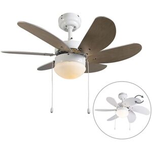 Qazqa Modern Ceiling Fan White - Fresh 3 Wood/Glass/Steel - 80cm - Energy-efficient Qazqa Modern Ceiling Fan White - Fresh 3 Wood/Glass/Steel - 80cm - Energy-efficient