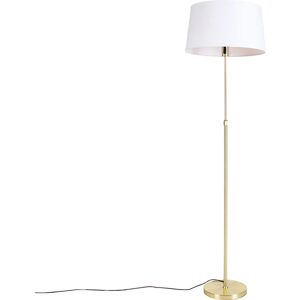 QAZQA Modern Floor Lamp Gold Linen Shade - E27 Max 60W QAZQA Modern Floor Lamp Gold Linen Shade - E27 Max 60W