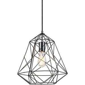 QAZQA Black Industrial Pendant Light - Minimalist Metal Frame - Max 40W QAZQA Black Industrial Pendant Light - Minimalist Metal Frame - Max 40W