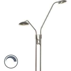 QAZQA Modern Floor Lamp with Reading Light - Silver - Floor Lamp QAZQA Modern Floor Lamp with Reading Light - Silver - Floor Lamp