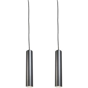 Qazqa Modern Set 2 Pendant Lights Black - Tuba Small Qazqa Modern Set 2 Pendant Lights Black - Tuba Small