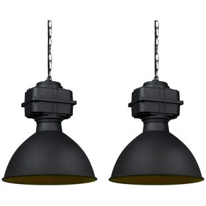 Qazqa Industrial Pendant Set 2 Black Matte - E27 Max 60W Qazqa Industrial Pendant Set 2 Black Matte - E27 Max 60W