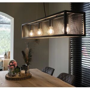 Qazqa Industrial Pendant Light Black Mesh 4 Lights - Cage Rectangular Steel Suitable for LED Max 4 x 40W Qazqa Industrial Pendant Light Black Mesh 4 Lights - Cage Rectangular Steel Suitable for LED Max 4 x 40W