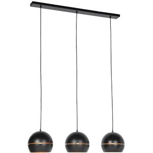 Qazqa Black Gold 3-Light Retro Pendant Lamp - Steel Qazqa Black Gold 3-Light Retro Pendant Lamp - Steel
