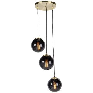 QAZQA Luxurious Black/Gold Pendant Light with 3 Spheres - Modern Decor QAZQA Luxurious Black/Gold Pendant Light with 3 Spheres - Modern Decor