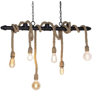 QAZQA Industrial Hanging Lamp Black - 6-Light - Industrial Style Light QAZQA Industrial Hanging Lamp Black - 6-Light - Industrial Style Light