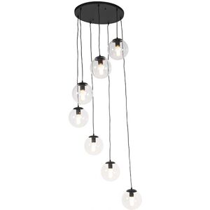 QAZQA Black Pendant Lamp with 7 Shades - Modern & Art Deco QAZQA Black Pendant Lamp with 7 Shades - Modern & Art Deco