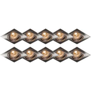Qazqa Modern Set 10 Square Recessed Spotlights - Adjustable, LED Compatible Qazqa Modern Set 10 Square Recessed Spotlights - Adjustable, LED Compatible