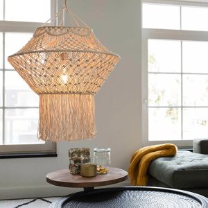 QAZQA Rustic Pendant Lamp - 90cm Macramé Beige - E27 Max 60W QAZQA Rustic Pendant Lamp - 90cm Macramé Beige - E27 Max 60W