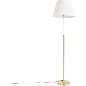Qazqa Rustic Floor Lamp with Pleated Shade - 45cm - Steel/Textile - Suitable for LED Qazqa Rustic Floor Lamp with Pleated Shade - 45cm - Steel/Textile - Suitable for LED