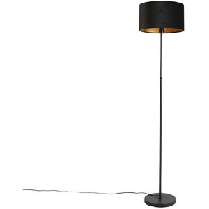 Qazqa Classic/Antique Black Floor Lamp Velvet Shade Gold Interior - Floor Lamp Qazqa Classic/Antique Black Floor Lamp Velvet Shade Gold Interior - Floor Lamp