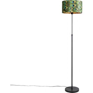 QAZQA Classic/Antique Floor Lamp Velvet Peacock/Gold - 35cm - E27 QAZQA Classic/Antique Floor Lamp Velvet Peacock/Gold - 35cm - E27