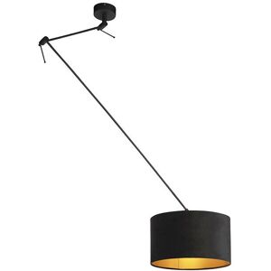 Qazqa Modern Velvet Pendant Lamp with Gold Interior - Pendant Light Qazqa Modern Velvet Pendant Lamp with Gold Interior - Pendant Light