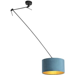 QAZQA Brand Classic/Antique Velvet Pendant Lamp - Blue/Gold 35cm QAZQA Brand Classic/Antique Velvet Pendant Lamp - Blue/Gold 35cm