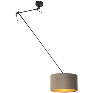QAZQA Rustic Pendant Lamp Velvet Visón/Gold 35cm - Blitz, Steel, E27, Dimmable QAZQA Rustic Pendant Lamp Velvet Visón/Gold 35cm - Blitz, Steel, E27, Dimmable
