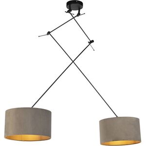 QAZQA - Taupe Velvet Hanging Lamp - Timeless Modern Design QAZQA - Taupe Velvet Hanging Lamp - Timeless Modern Design