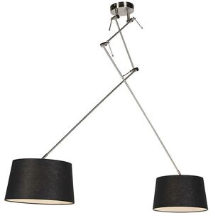 Qazqa Moderno Pendant Lamp Black Linen 35cm - blitz ii Steel/Textile Qazqa Moderno Pendant Lamp Black Linen 35cm - blitz ii Steel/Textile