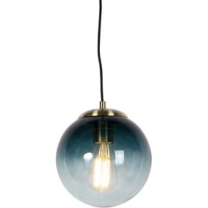 QAZQA Art Deco Pendant Light Brass Ocean Blue 20cm - Pallon QAZQA Art Deco Pendant Light Brass Ocean Blue 20cm - Pallon